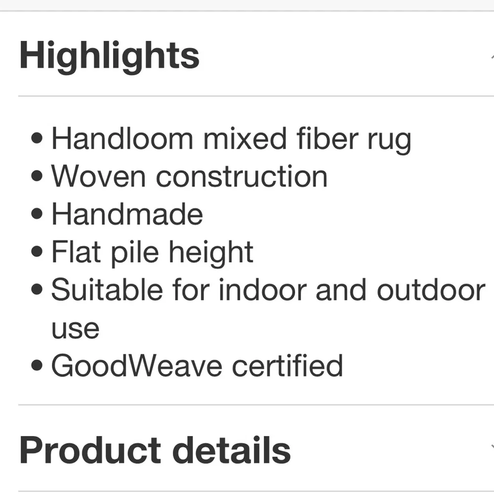 THRESHOLD NWT handloom mixed fibre rug black/white -2x3